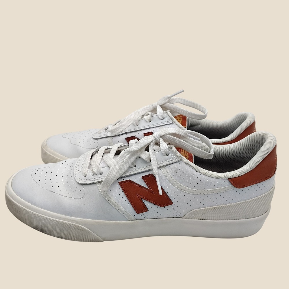 New Balance 272 Shoe Mens 10.5 Suede Leather Skate Low Top White and Brown